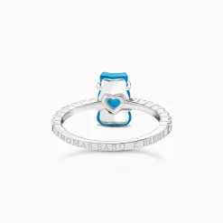 Women THOMAS SABO Rings|925 Silver-Silver ring with blue mini sized goldbears and zirconia