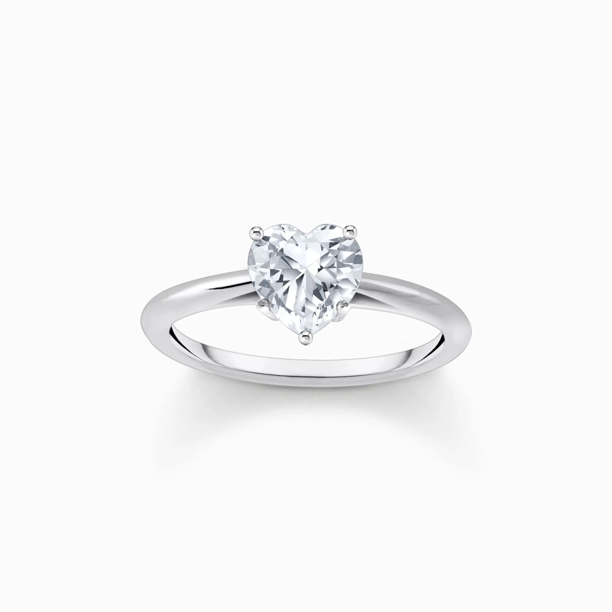 Women THOMAS SABO Rings|925 Silver-Silver ring with white, heart-shaped zirconia
