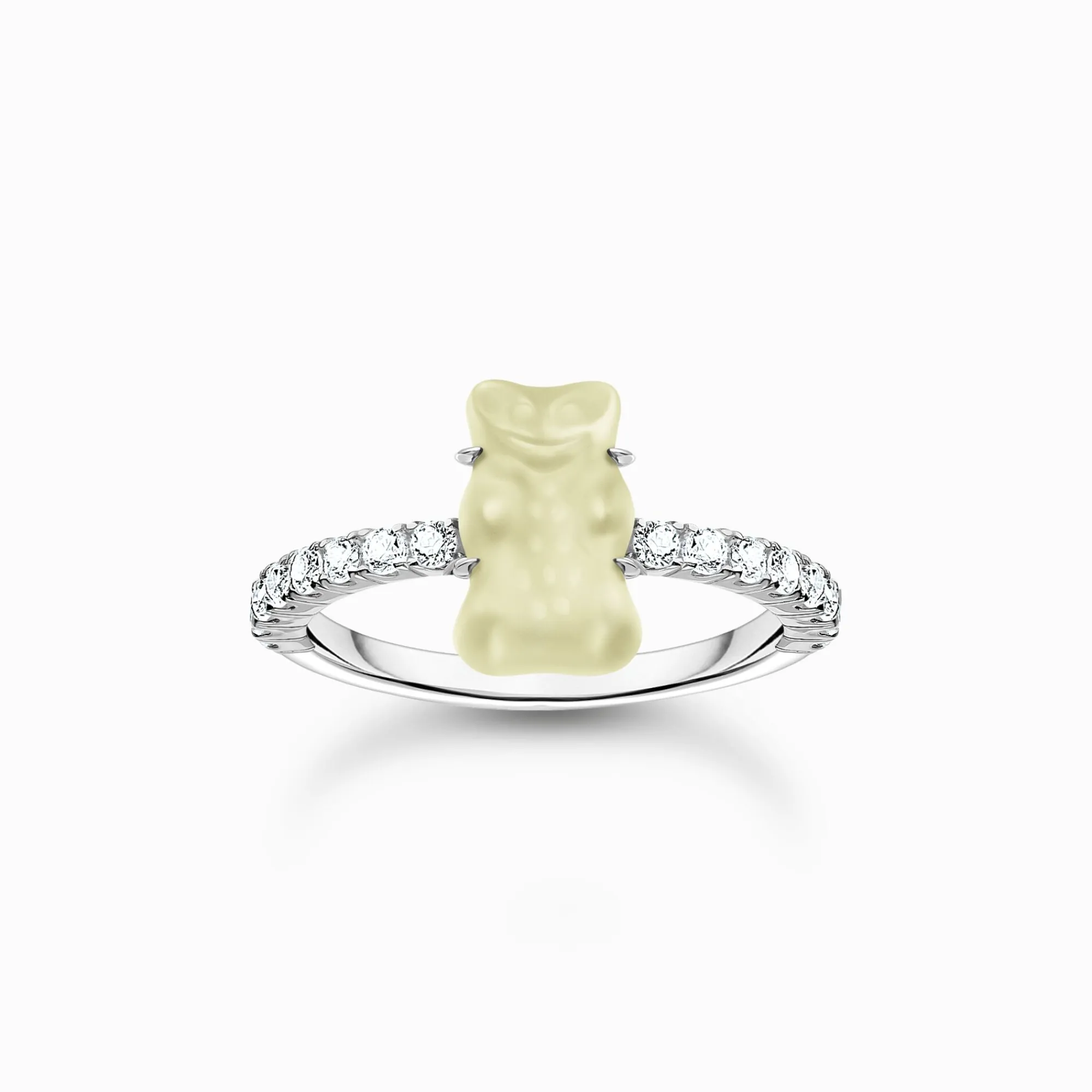 Women THOMAS SABO Rings|925 Silver-Silver ring with white mini sized goldbears and zirconia