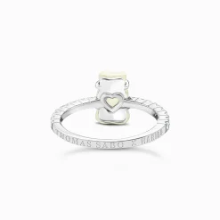 Women THOMAS SABO Rings|925 Silver-Silver ring with white mini sized goldbears and zirconia