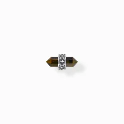 Women THOMAS SABO Ear Studs|Ear Studs & Hoops-Silver single ear stud with gold blue tiger's eye pendant