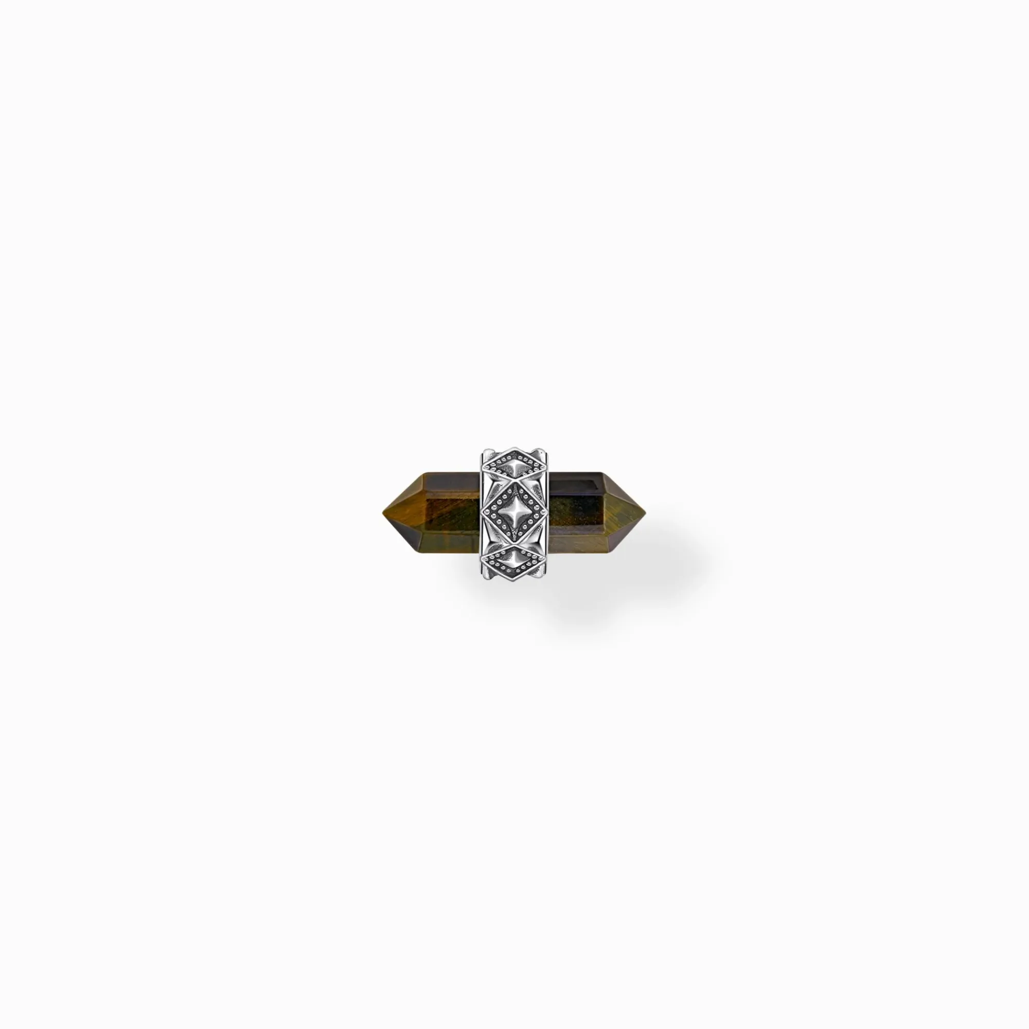 Women THOMAS SABO Ear Studs|Ear Studs & Hoops-Silver single ear stud with gold blue tiger's eye pendant