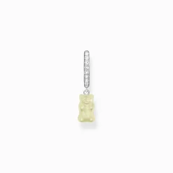 Women THOMAS SABO Hoop Earrings|925 Silver-Silver single hoop earring with white goldbears pendant & zirconia