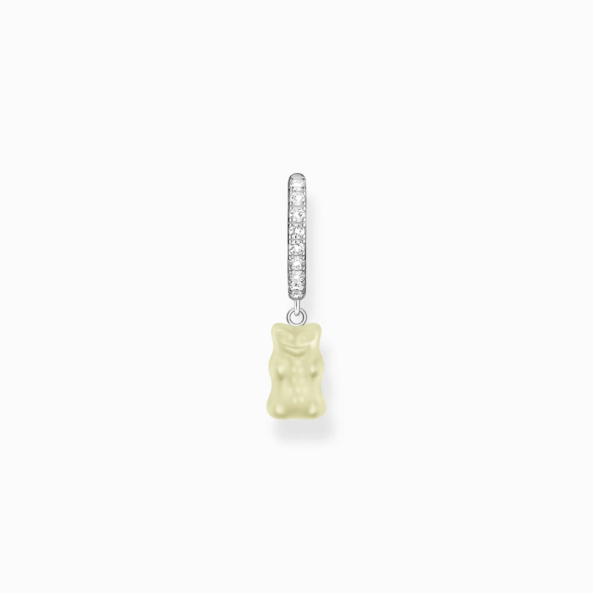 Women THOMAS SABO Hoop Earrings|925 Silver-Silver single hoop earring with white goldbears pendant & zirconia