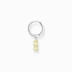 Women THOMAS SABO Hoop Earrings|925 Silver-Silver single hoop earring with white goldbears pendant & zirconia