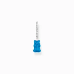 Women THOMAS SABO Hoop Earrings|Hoop Earrings-Silver single hoop earring with blue goldbears pendant & zirconia