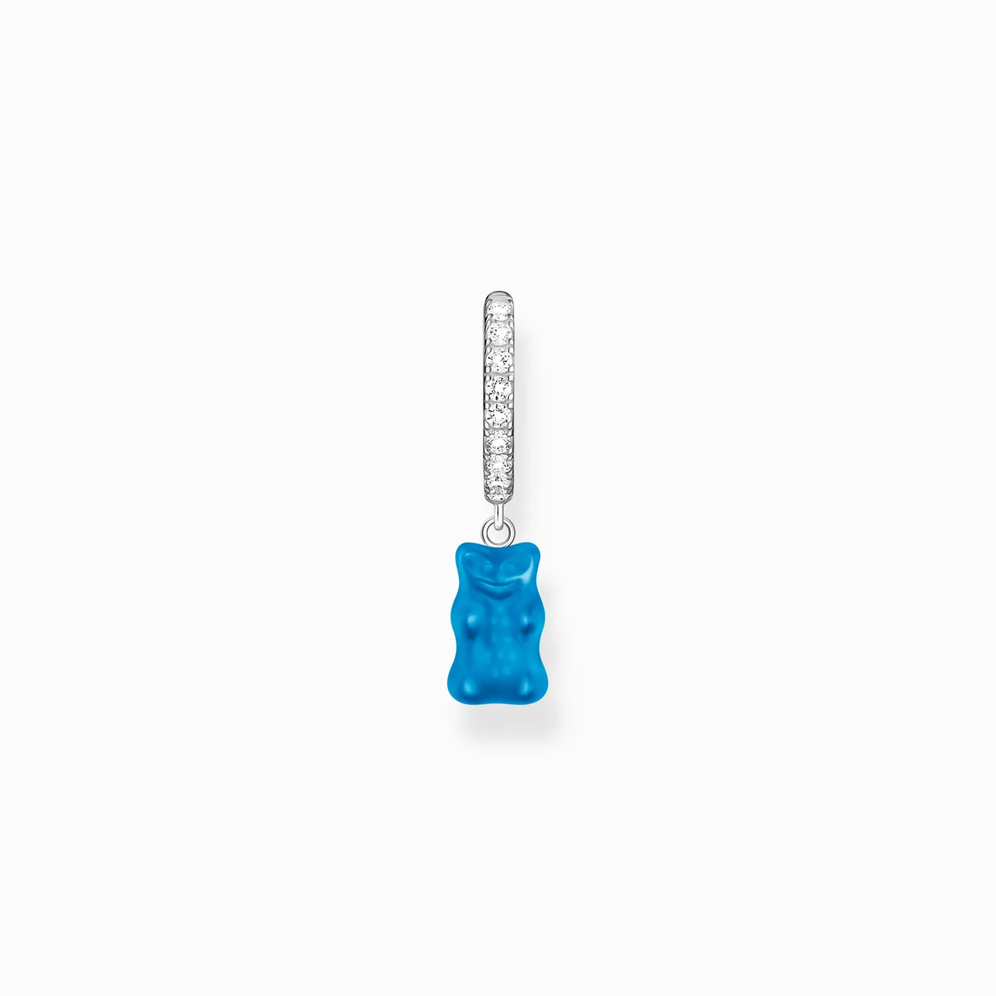 Women THOMAS SABO Hoop Earrings|Hoop Earrings-Silver single hoop earring with blue goldbears pendant & zirconia