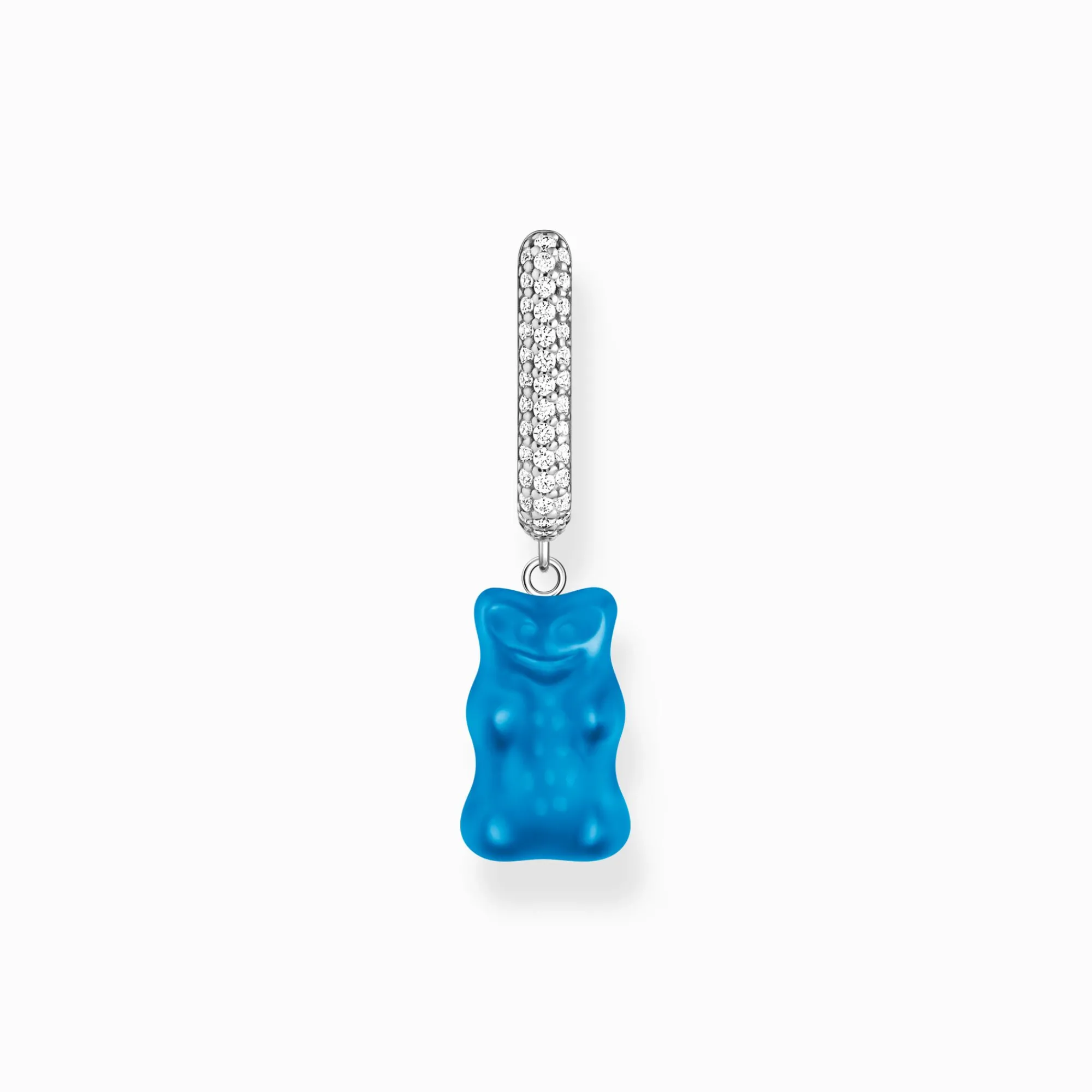 Women THOMAS SABO Hoop Earrings|925 Silver-Silver single hoop earring medium sized with blue goldbears