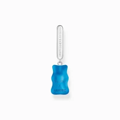 Women THOMAS SABO Hoop Earrings|925 Silver-Silver single hoop earring medium sized with blue goldbears