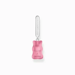 Women THOMAS SABO Hoop Earrings|Hoop Earrings-Silver single hoop earring medium sized with pink Goldbears