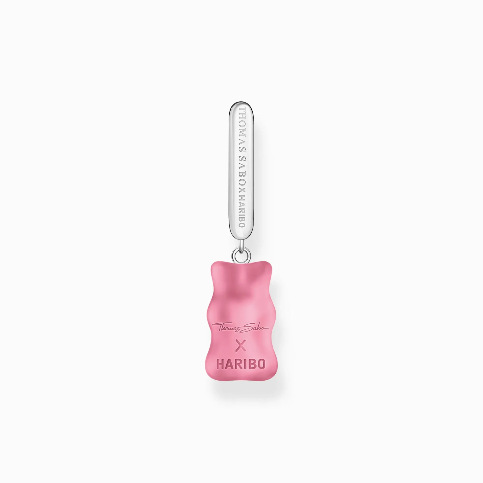 Women THOMAS SABO Hoop Earrings|Hoop Earrings-Silver single hoop earring medium sized with pink Goldbears