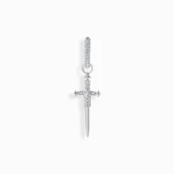 Women THOMAS SABO Hoop Earrings|Ear Studs & Hoops-Silver single hoop earring with sword & white stones
