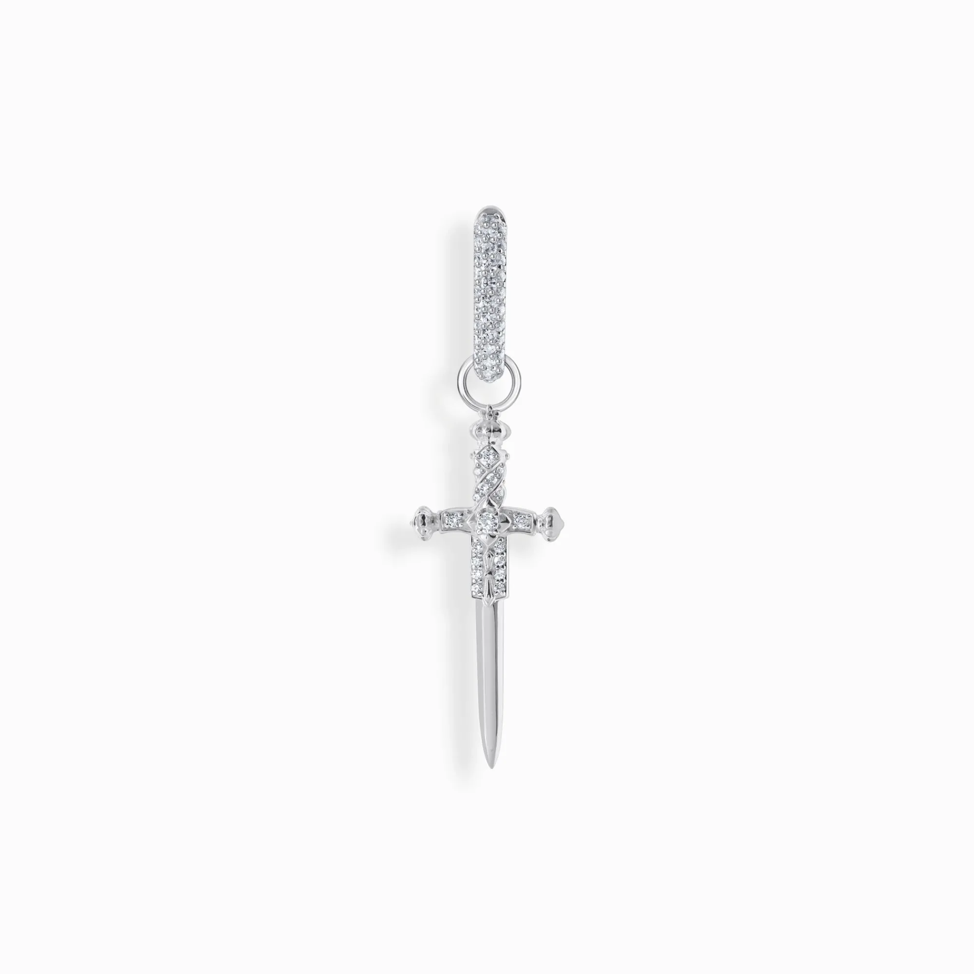 Women THOMAS SABO Hoop Earrings|Ear Studs & Hoops-Silver single hoop earring with sword & white stones