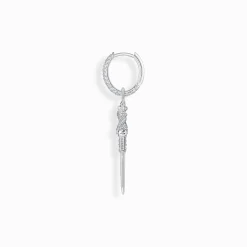 Women THOMAS SABO Hoop Earrings|Ear Studs & Hoops-Silver single hoop earring with sword & white stones