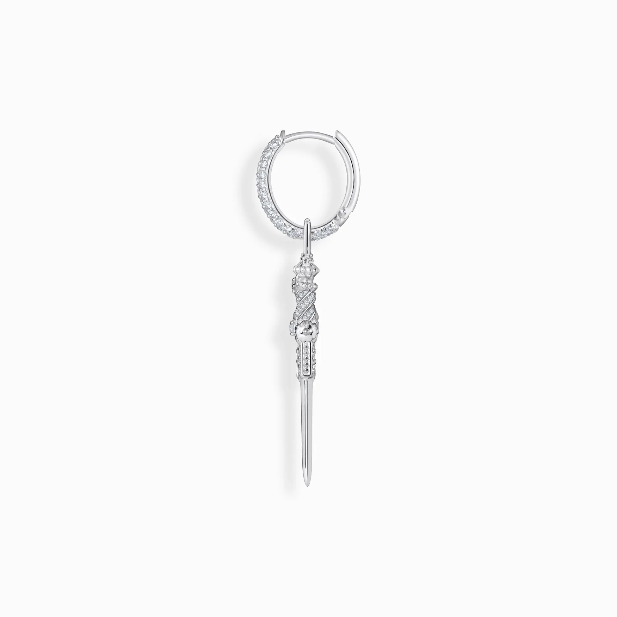 Women THOMAS SABO Hoop Earrings|Ear Studs & Hoops-Silver single hoop earring with sword & white stones