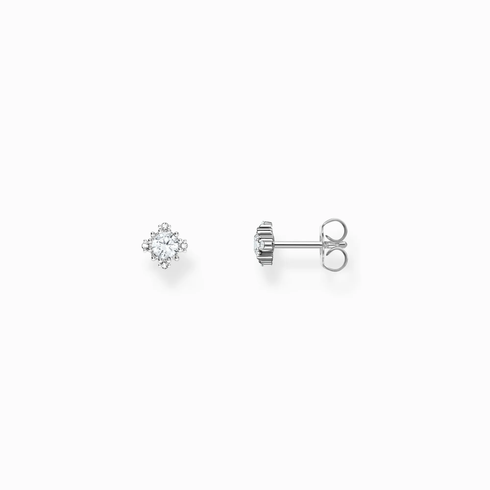 Women THOMAS SABO Ear Studs|925 Silver-Silver small ear studs Vintage with white zirconia