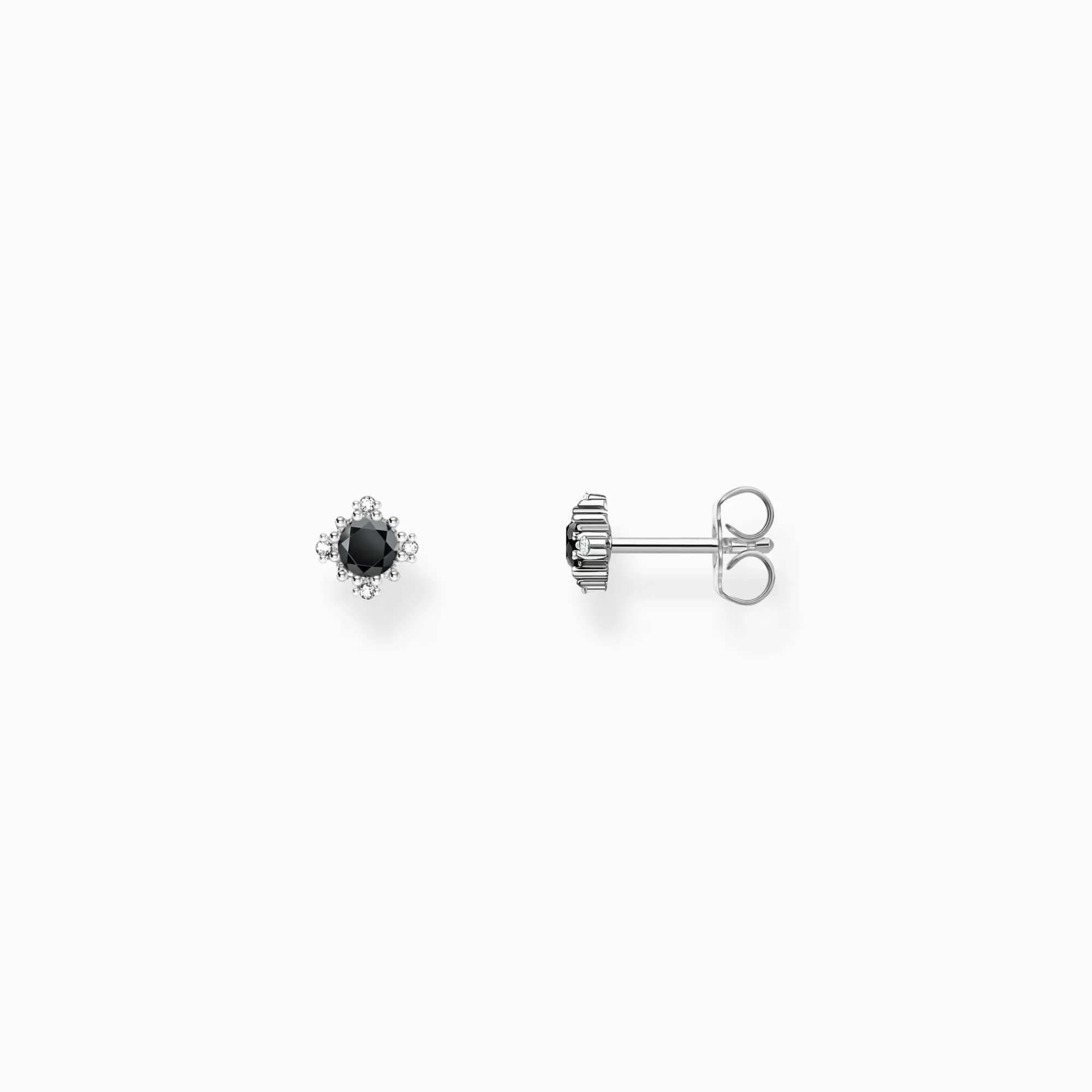Women THOMAS SABO Ear Studs-Silver small ear studs Vintage with black zirconia