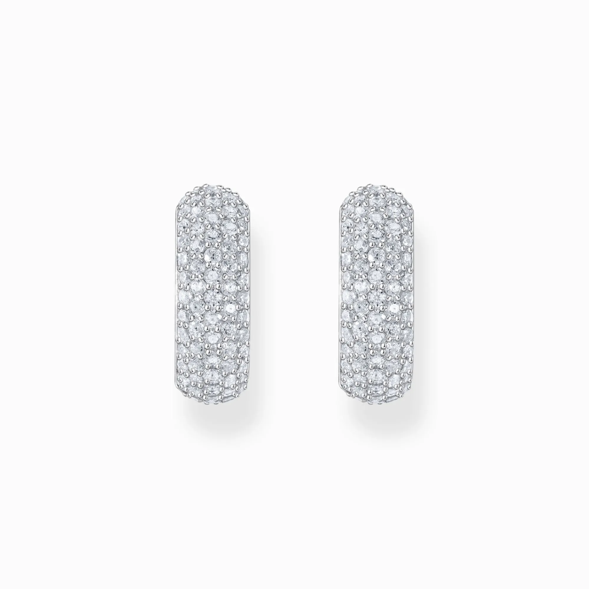 Women THOMAS SABO Hoop Earrings-Silver small, wide hoop earrings with white zirconia