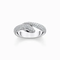 Women THOMAS SABO Rings|925 Silver-Silver snake ring with white zirconia