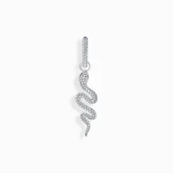 Women THOMAS SABO Hoop Earrings|925 Silver-Silver snake single hoop earring with whire stones