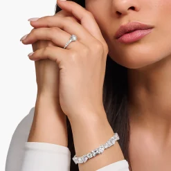 Women THOMAS SABO Rings|925 Silver-Silver solitaire ring with white zirconia in different sizes