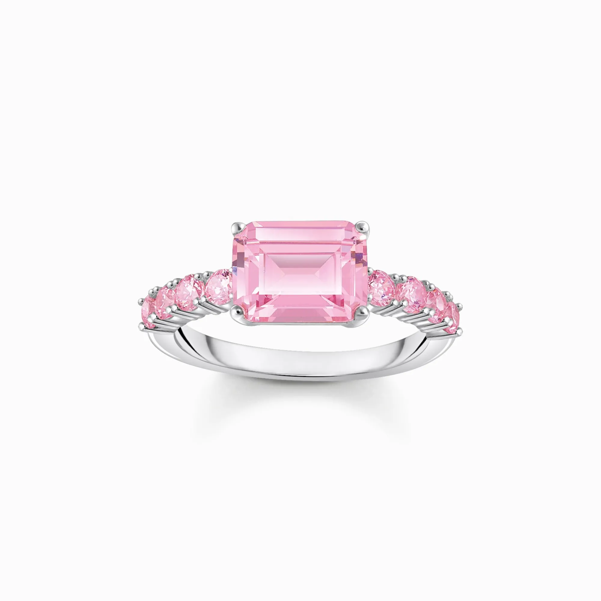 Women THOMAS SABO Rings|925 Silver-Silver solitaire ring with pink zirconia stones