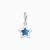 Women THOMAS SABO Charms|Charms-Silver star-shaped charm pendant with dark blue cold enamel