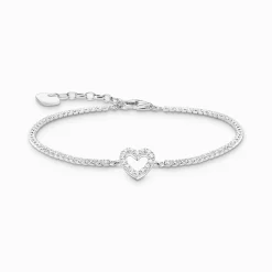 Women THOMAS SABO Bracelets-Silver tennis bracelet Heart with white stones
