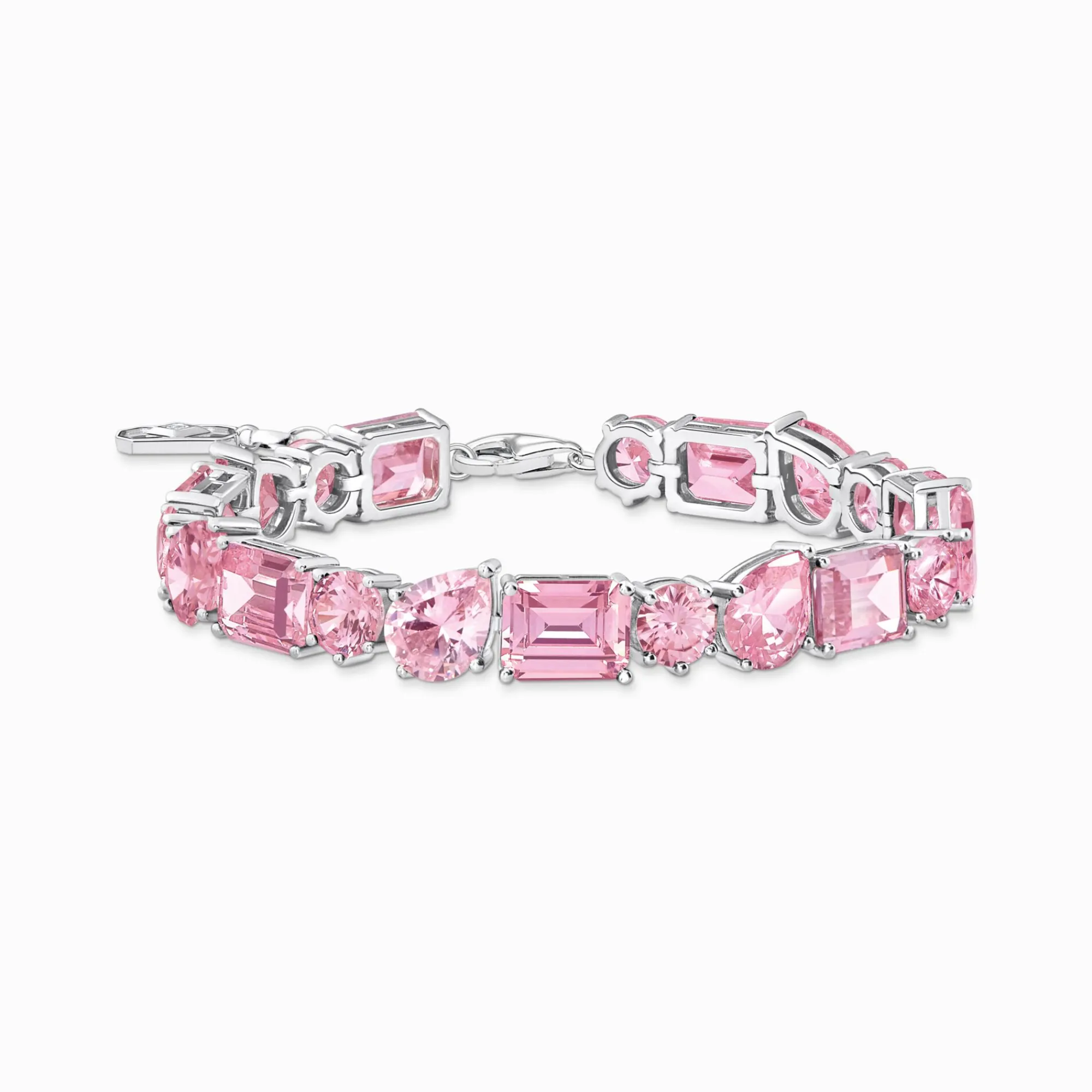 Women THOMAS SABO Bracelets|925 Silver-Silver tennis bracelet with 20 pink zirconia stones
