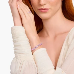 Women THOMAS SABO Bracelets|925 Silver-Silver tennis bracelet with 20 pink zirconia stones