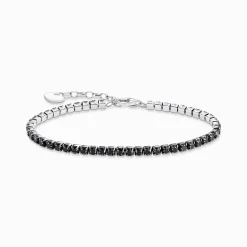 Women THOMAS SABO Bracelets|925 Silver-Silver tennis bracelet with black zirconia