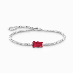 Women THOMAS SABO Bracelets|Red-Silver tennis bracelet with red Goldbear