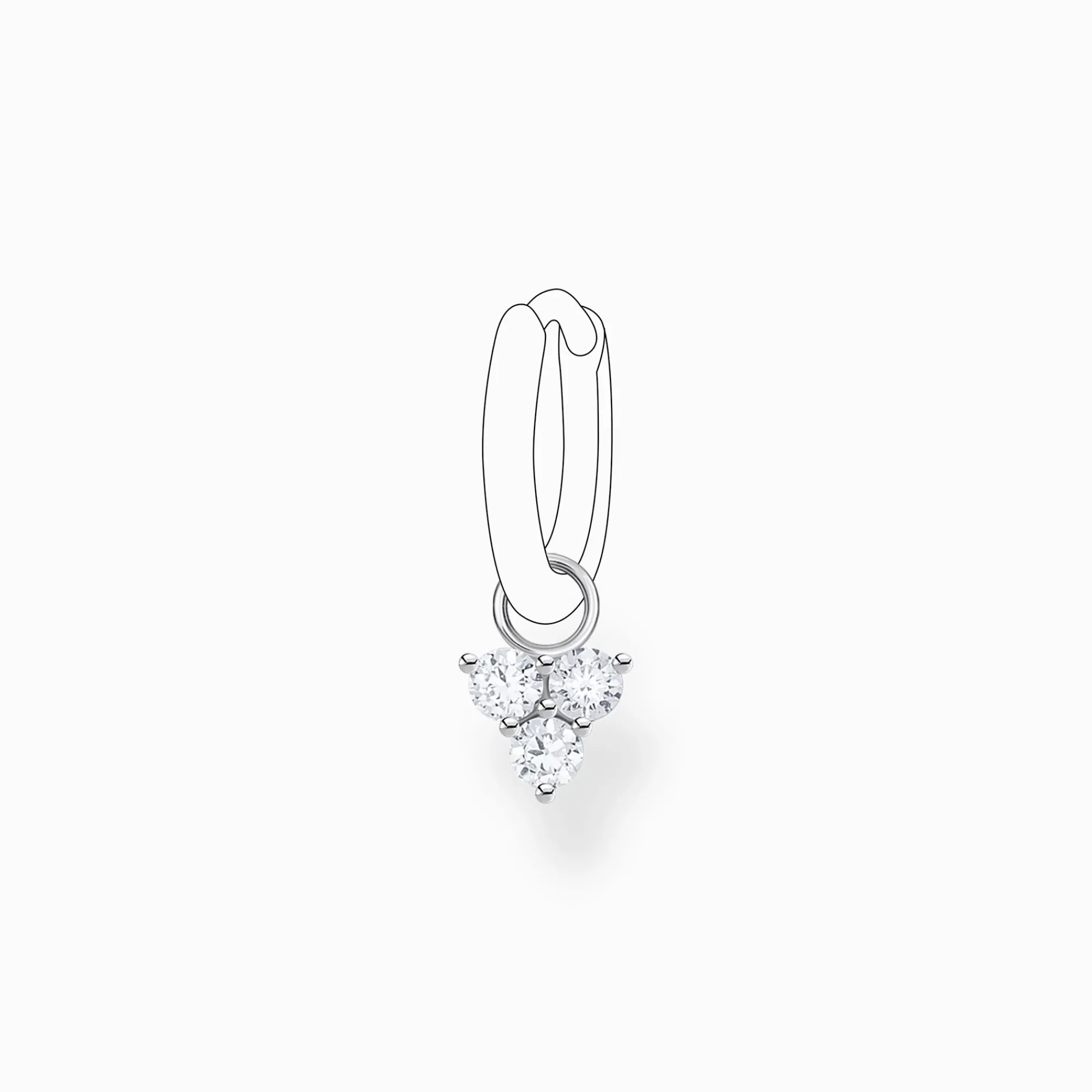 Women THOMAS SABO Hoop Earrings-Single ear pendant white stones, silver