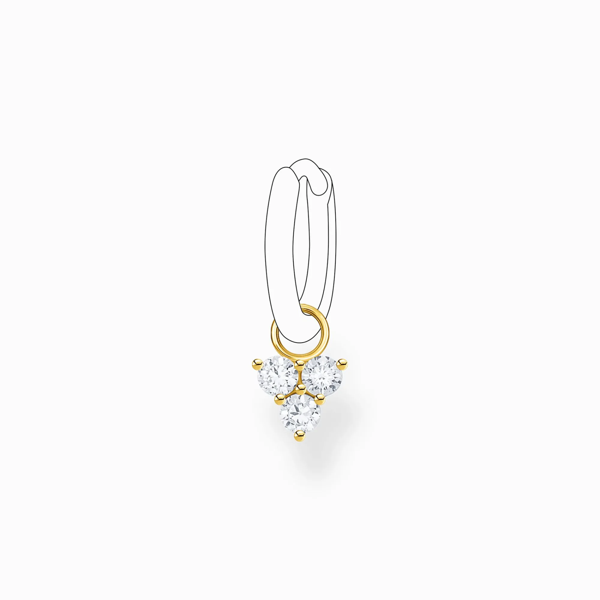 Women THOMAS SABO Hoop Earrings-Single ear pendant white stones gold