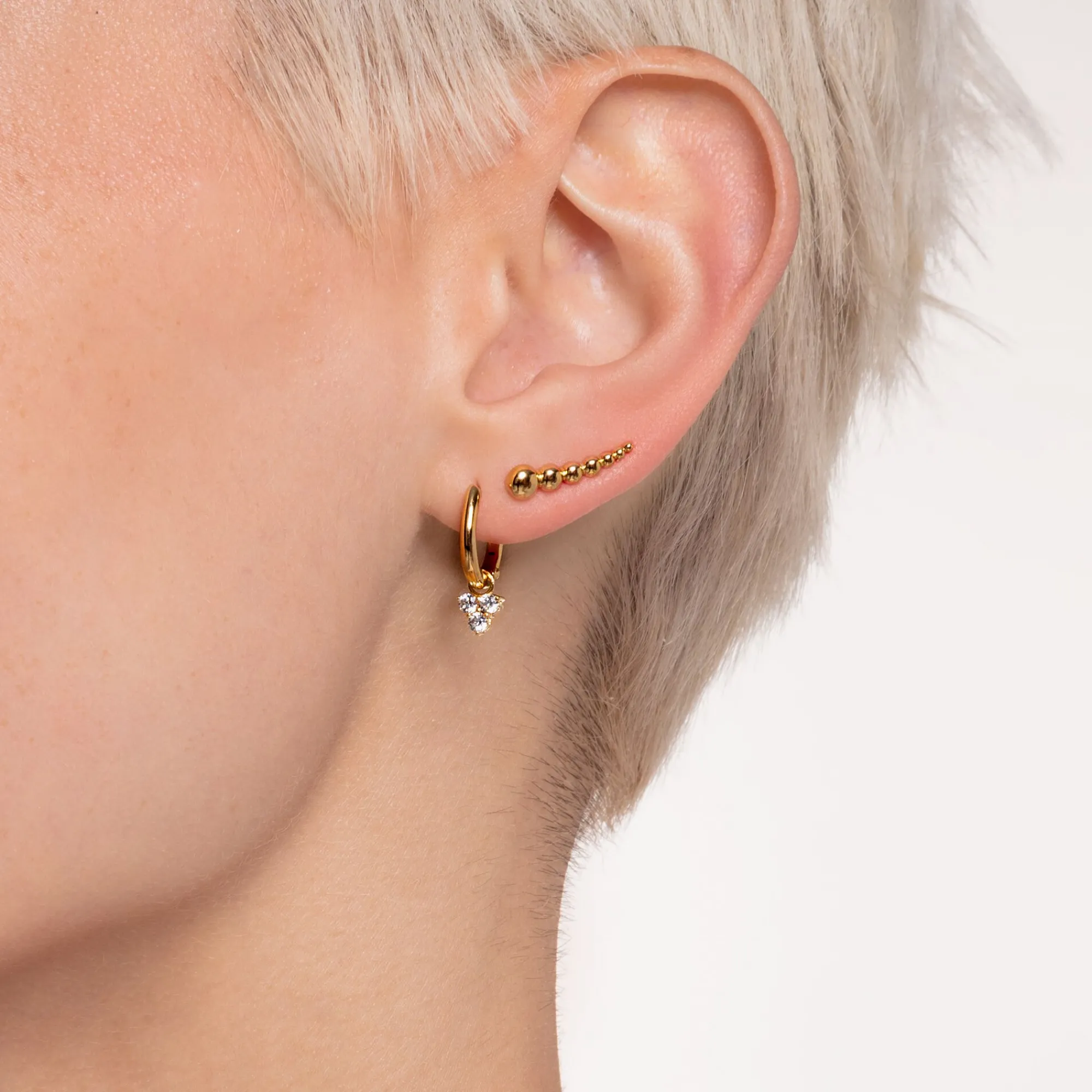 Women THOMAS SABO Hoop Earrings-Single ear pendant white stones gold