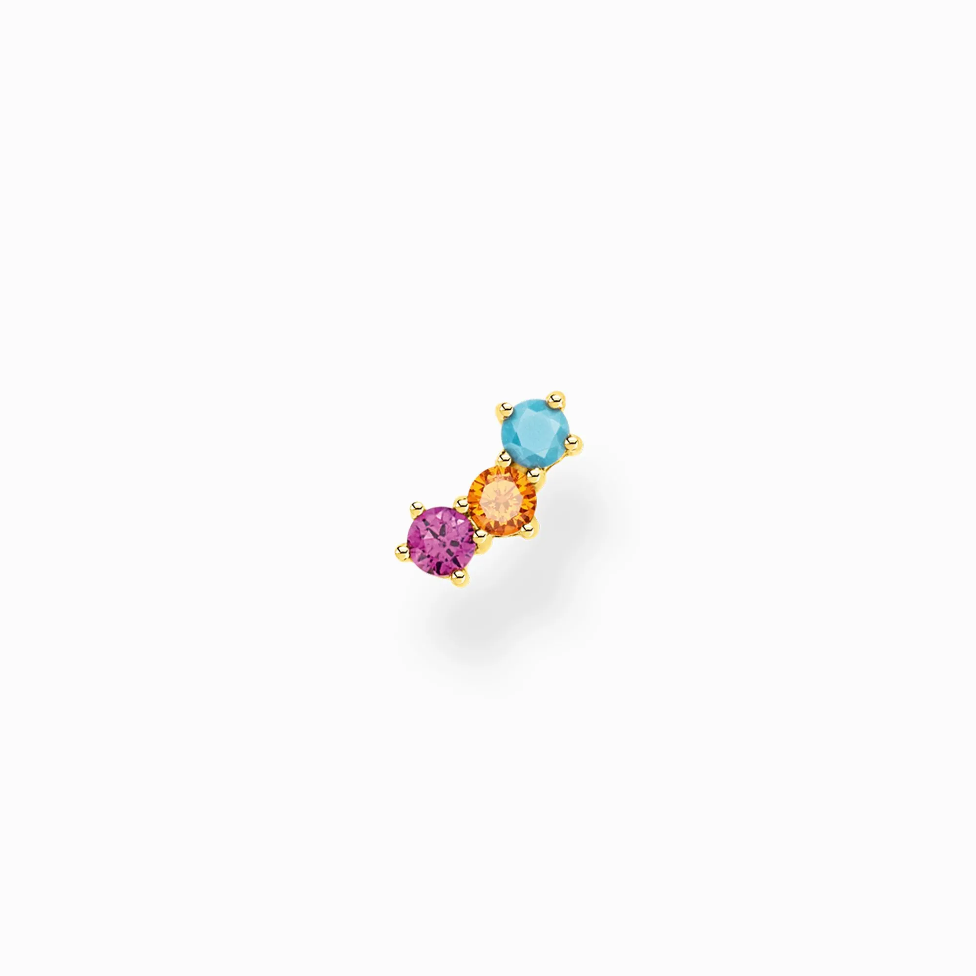 Women THOMAS SABO Ear Studs|18-Carat Gold-Plating - 925 Silver-Single ear stud colourful stones, gold