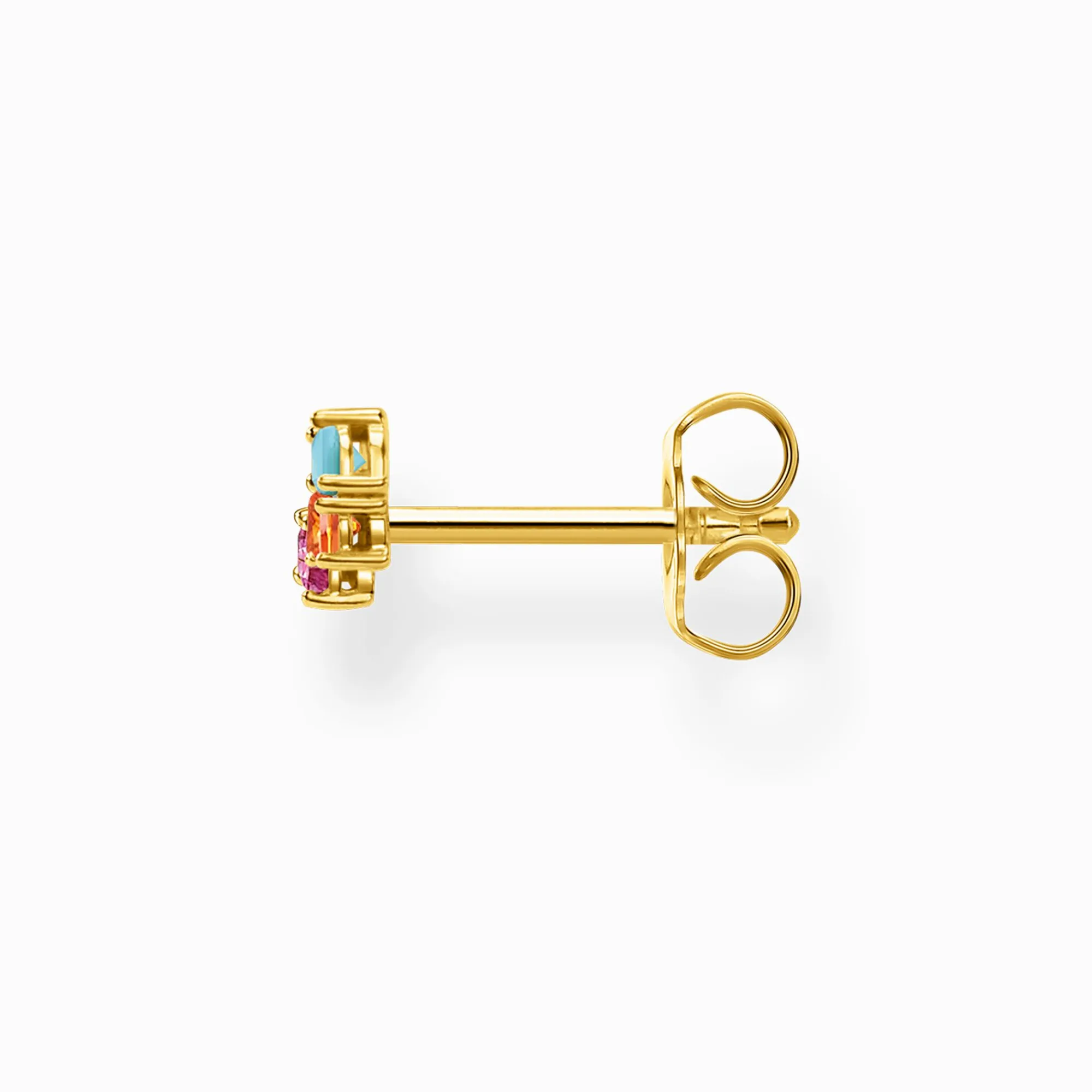 Women THOMAS SABO Ear Studs|18-Carat Gold-Plating - 925 Silver-Single ear stud colourful stones, gold
