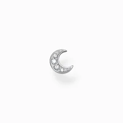 Women THOMAS SABO Ear Studs-Single ear stud moon pavé silver
