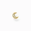 Women THOMAS SABO Ear Studs|18-Carat Gold-Plating - 925 Silver-Single ear stud moon pavé gold
