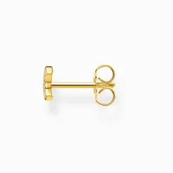 Women THOMAS SABO Ear Studs|18-Carat Gold-Plating - 925 Silver-Single ear stud moon pavé gold