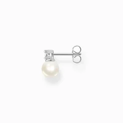 Women THOMAS SABO Earrings|Ear Studs-Single ear stud pearl with white stone silver