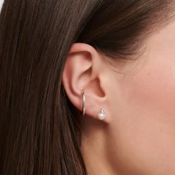 Women THOMAS SABO Earrings|Ear Studs-Single ear stud pearl with white stone silver