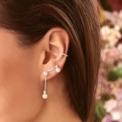 Women THOMAS SABO Earrings|Ear Studs-Single ear stud pearl with white stone silver