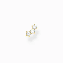 Women THOMAS SABO Ear Studs|18-Carat Gold-Plating - 925 Silver-Single ear stud white stones gold