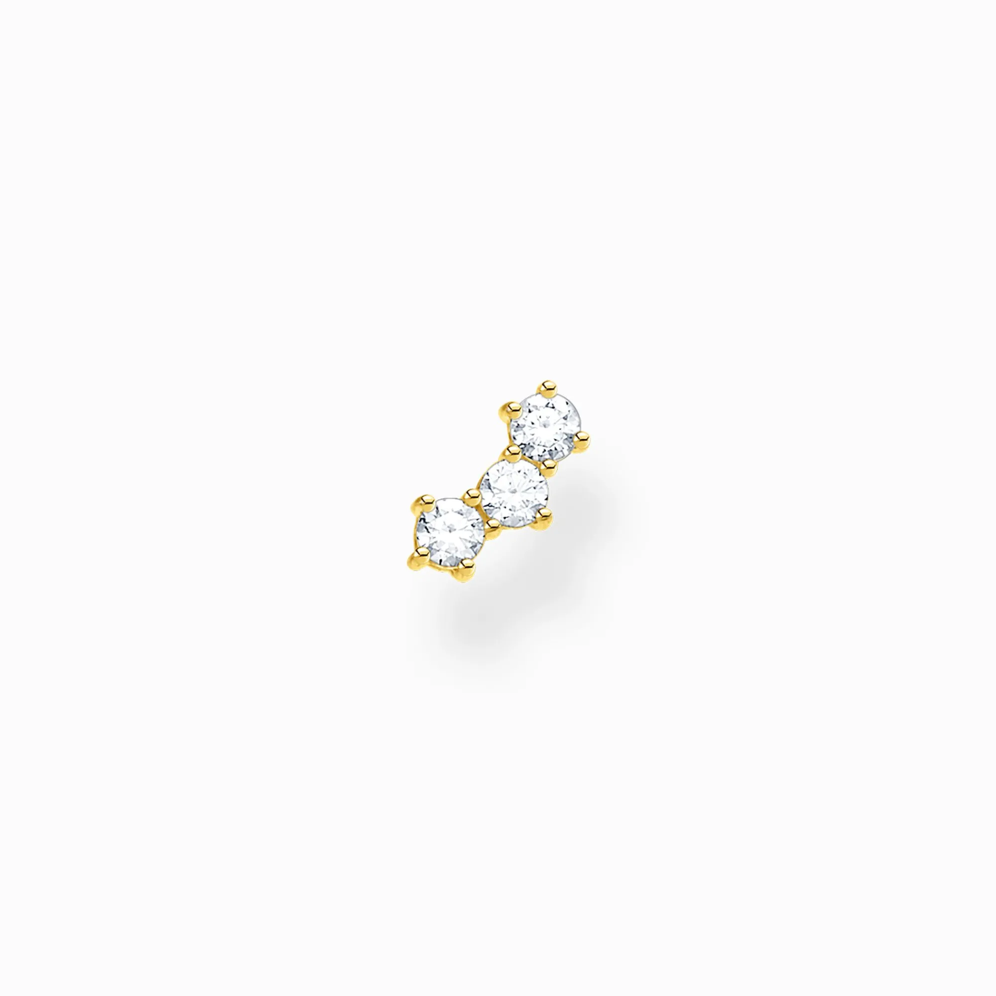 Women THOMAS SABO Ear Studs|18-Carat Gold-Plating - 925 Silver-Single ear stud white stones gold