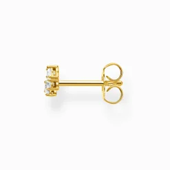 Women THOMAS SABO Ear Studs|18-Carat Gold-Plating - 925 Silver-Single ear stud white stones gold