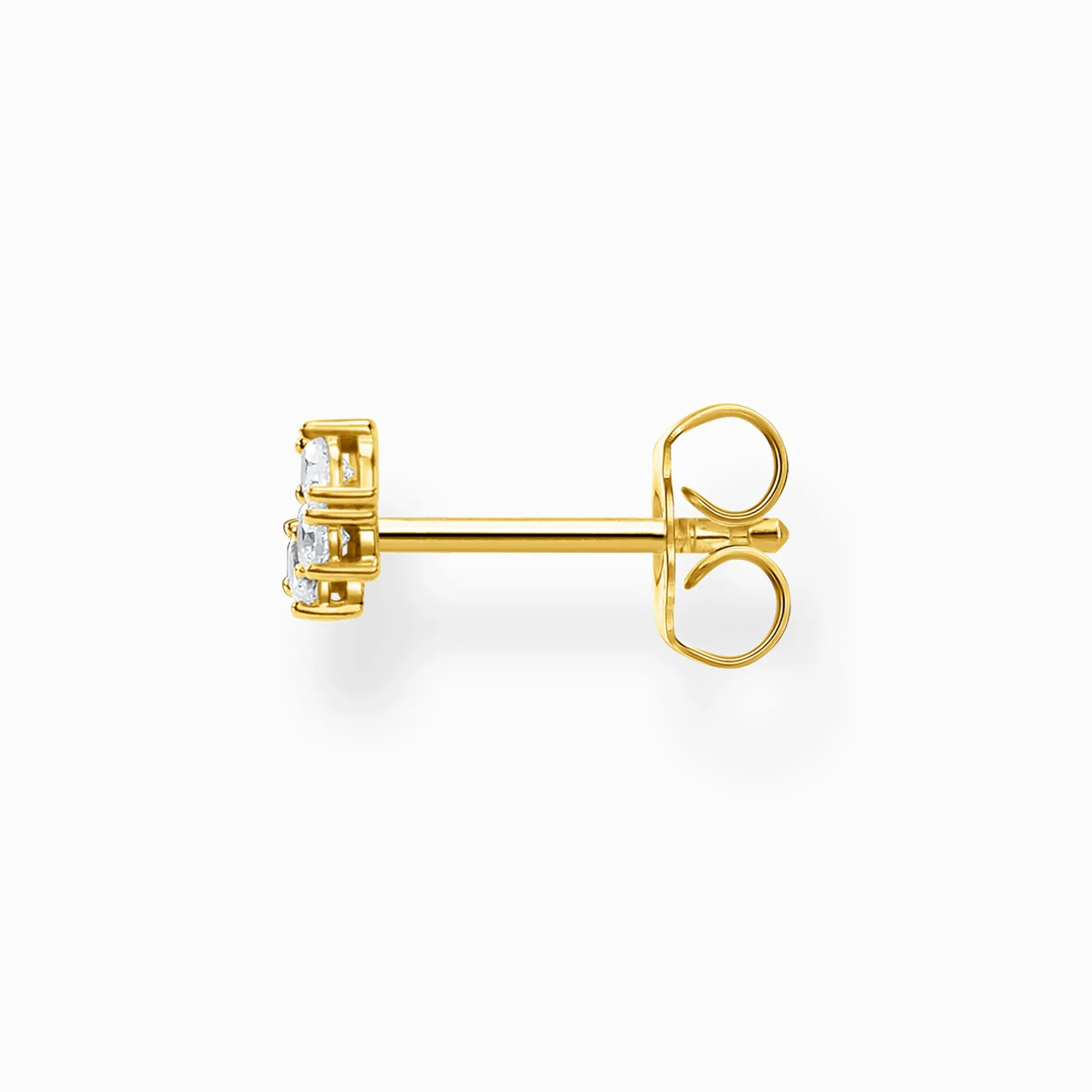 Women THOMAS SABO Ear Studs|18-Carat Gold-Plating - 925 Silver-Single ear stud white stones gold