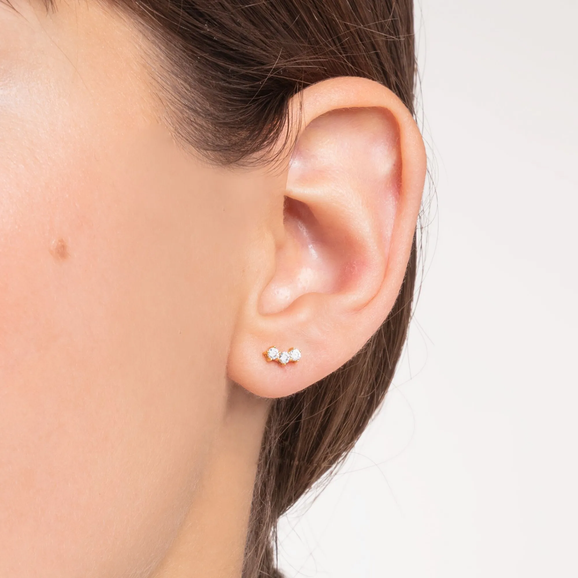 Women THOMAS SABO Ear Studs|18-Carat Gold-Plating - 925 Silver-Single ear stud white stones gold