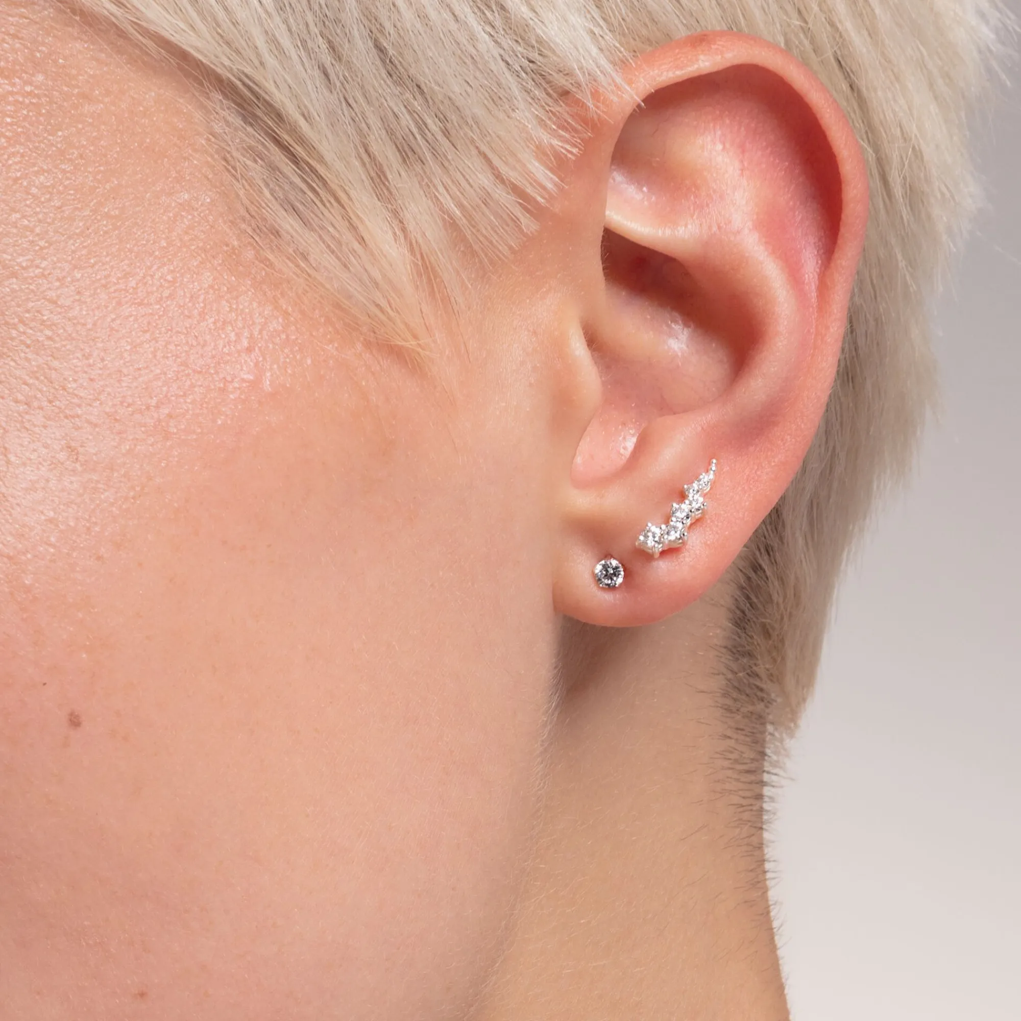 Women THOMAS SABO Ear Studs-Single ear stud white stone silver
