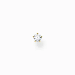 Women THOMAS SABO Ear Studs|18-Carat Gold-Plating - 925 Silver-Single ear stud white stone gold